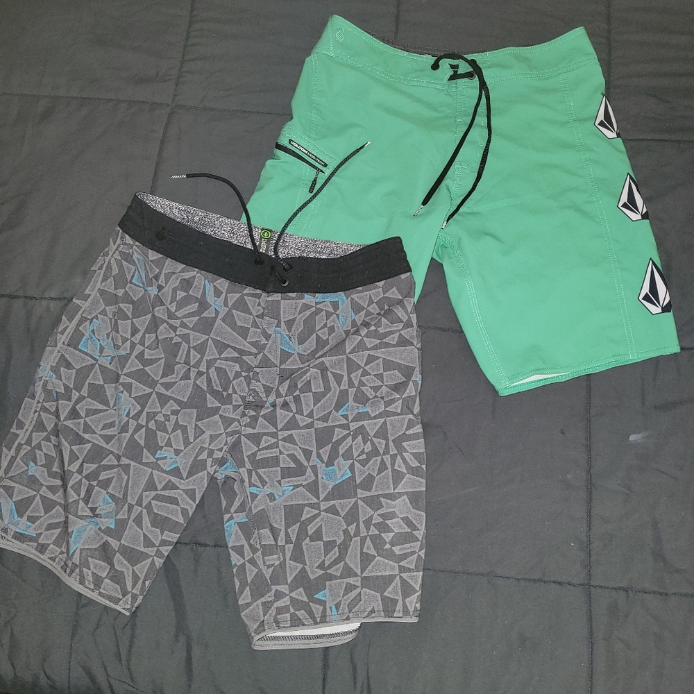 Volcom Mint and Charcoal Board Shorts Duo